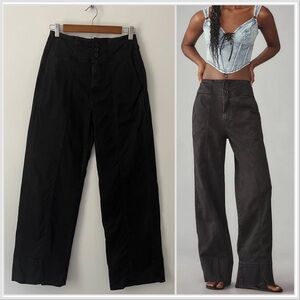Pilcro Anthropologie Seamed Flare Black Pants 27 Hippie Retro High Waisted
